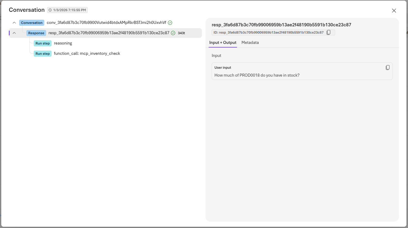 An example of a conversation trace.