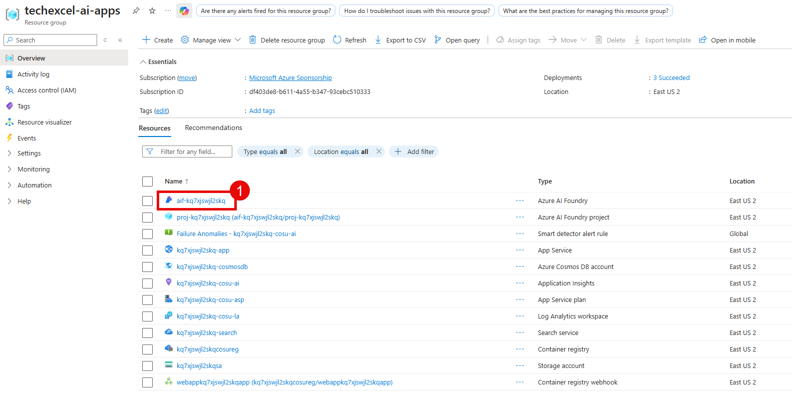 Select the Microsoft Foundry resource.