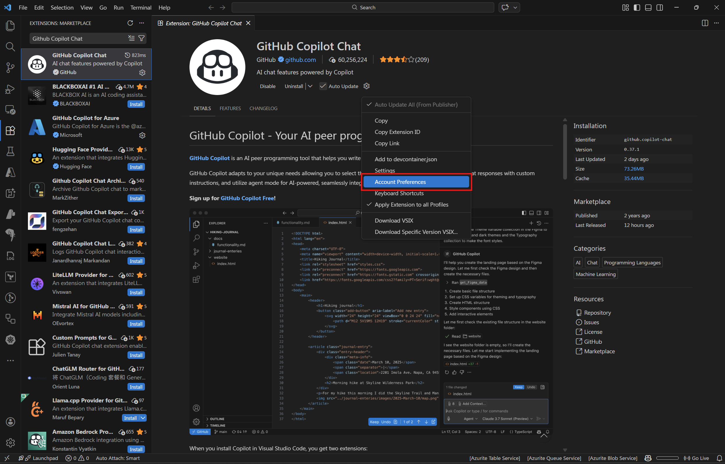 GitHub Copilot Account Preference