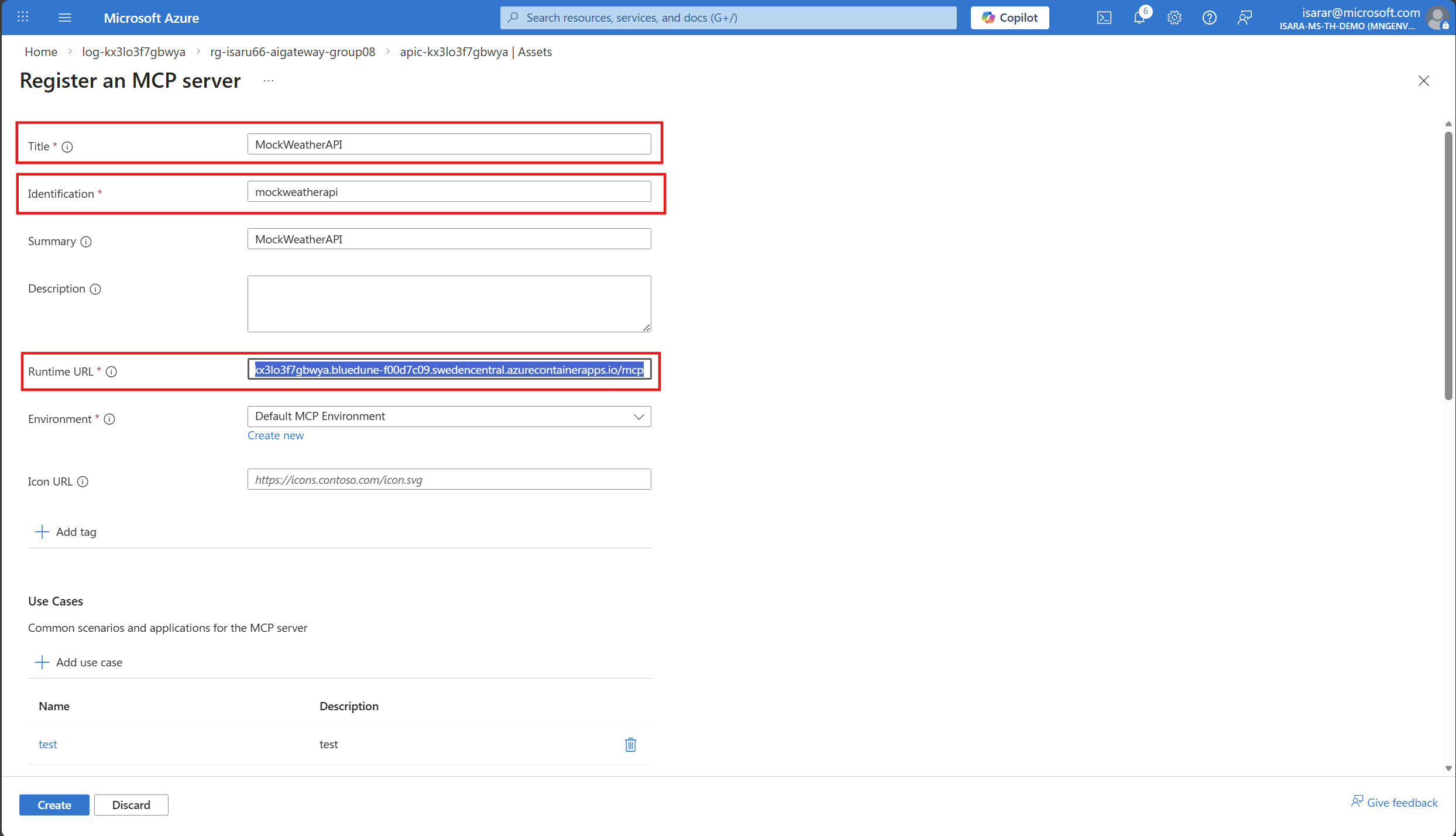 Open API Center instance in Azure portal
